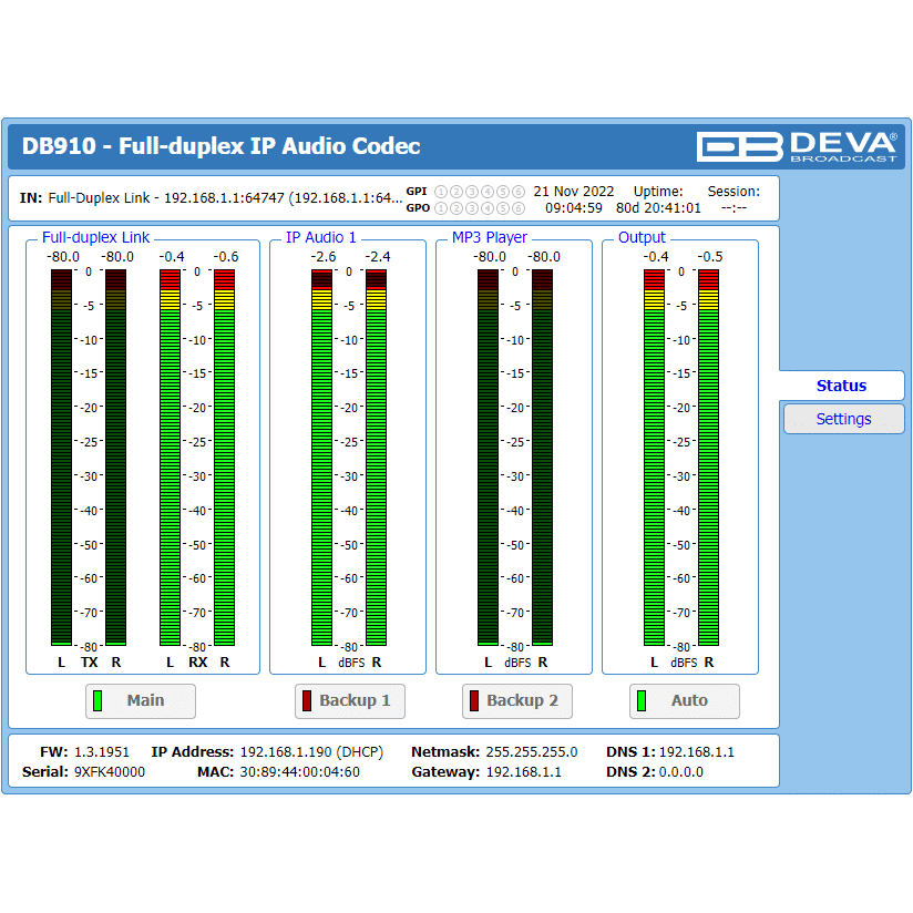 DEVA Broadcast DB910 Full Duplex Compact IP Audio Codec - Image 3